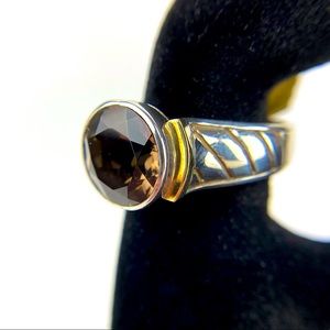BJC Samuel Benham Smoky Quartz Silver & Gold Ring